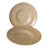 pair of village stoneware dessert plates