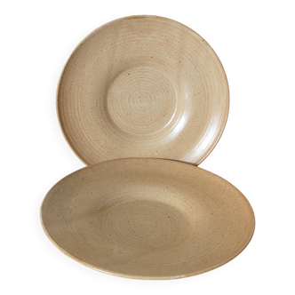 pair of village stoneware dessert plates