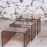 Smoked plexiglass nesting tables, 1970