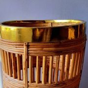 Brass and rattan umbrella stand 1970
