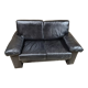 Sofa 2 places black leather year 70'-80' vintage
