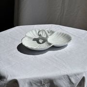 Vintage serving dish in white porcelain with shells MP Samie D26 H4