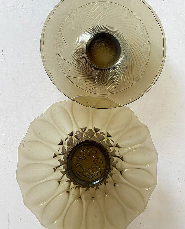 Art Deco fruit cut smoked glass