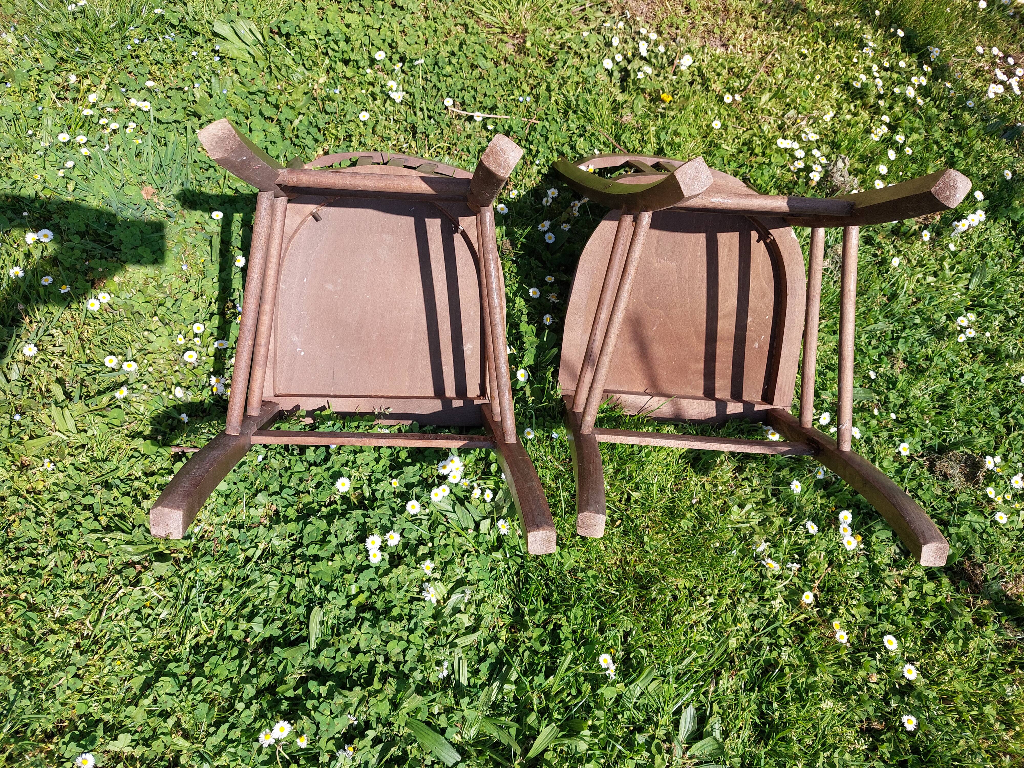 2 vintage wooden bistro chairs