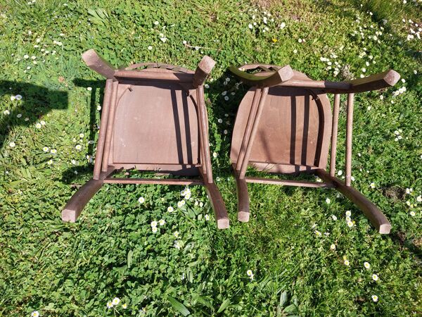 2 chaises bistrot vintage en bois