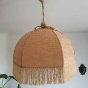 Bohemian hanging lamp cannage and vintage fringes