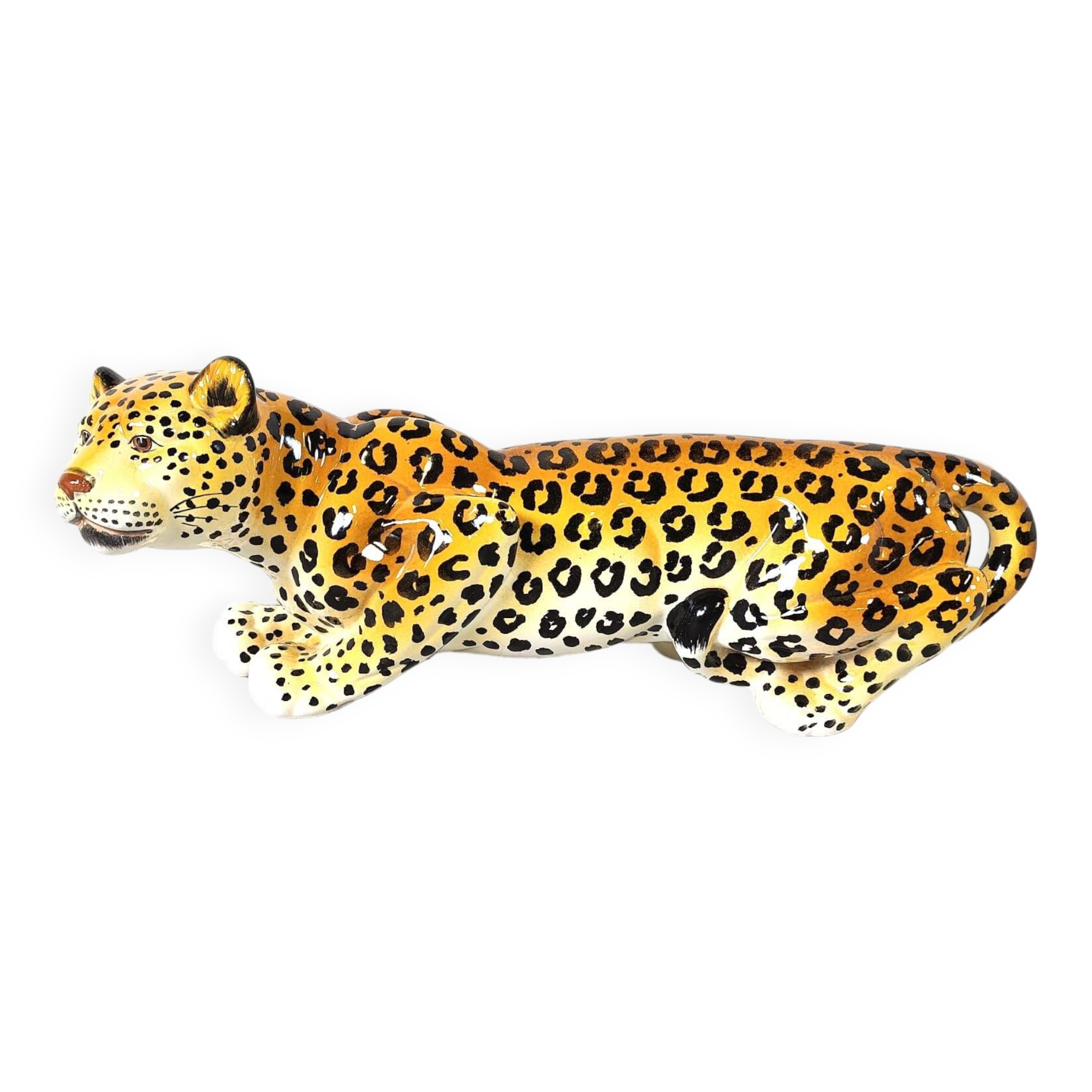Ceramic Hand Painted Leopard, 1960's Italy