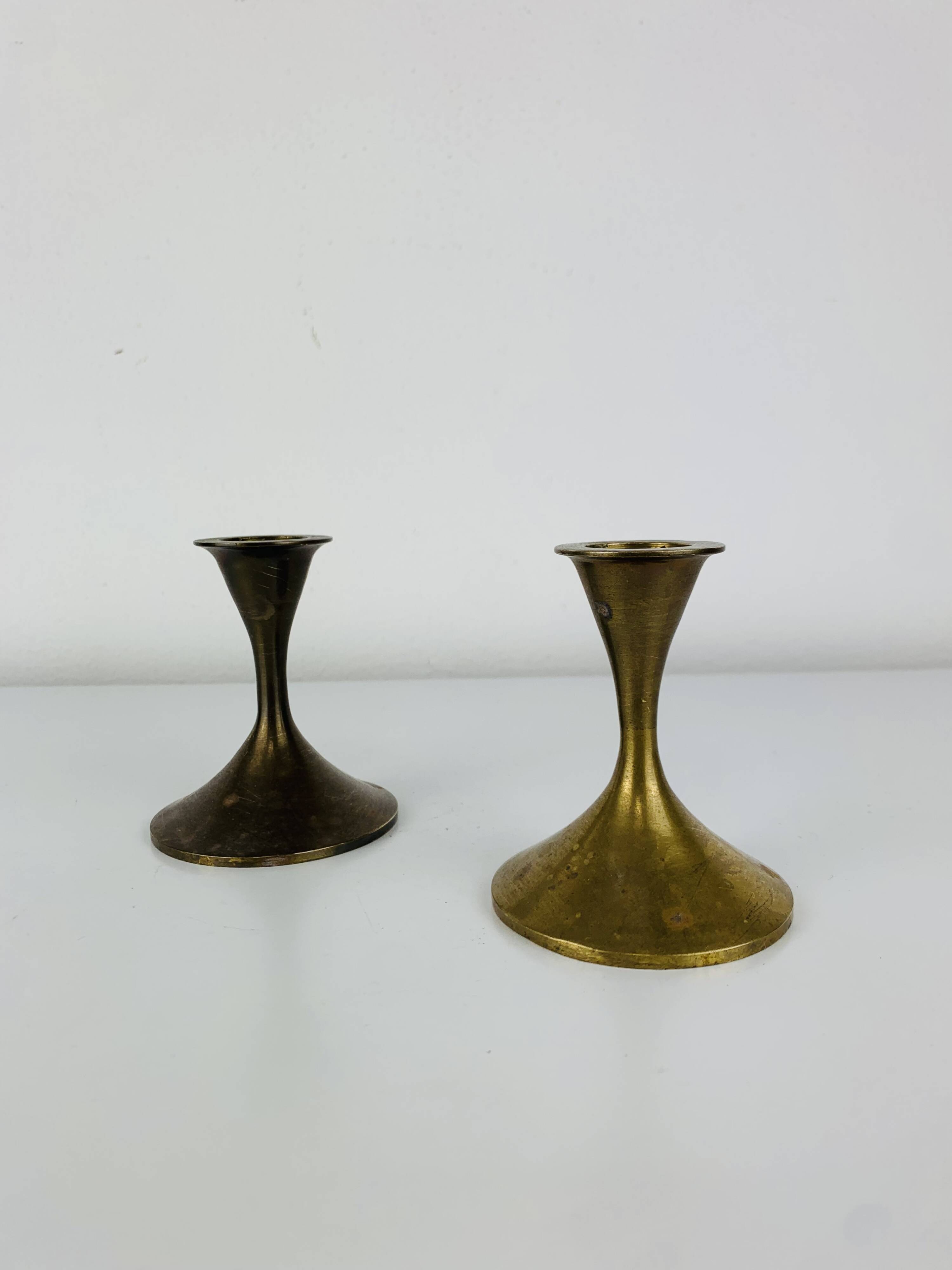 Pair of Scandinavian brass candlesticks, 1960s