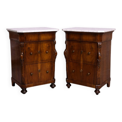 Paire de meubles d'apparat italiens époque Charles X en acajou