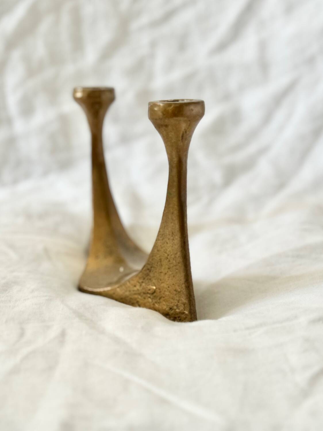 Harjes Brutalist Bronze Candle Holder