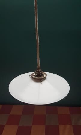 White opaline hanging lamp cable hemp