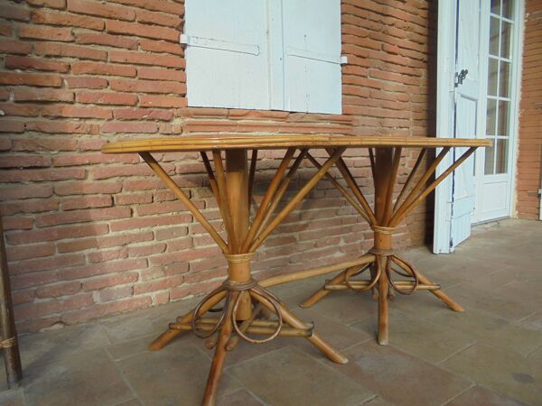 table rotin et chataignier tressé