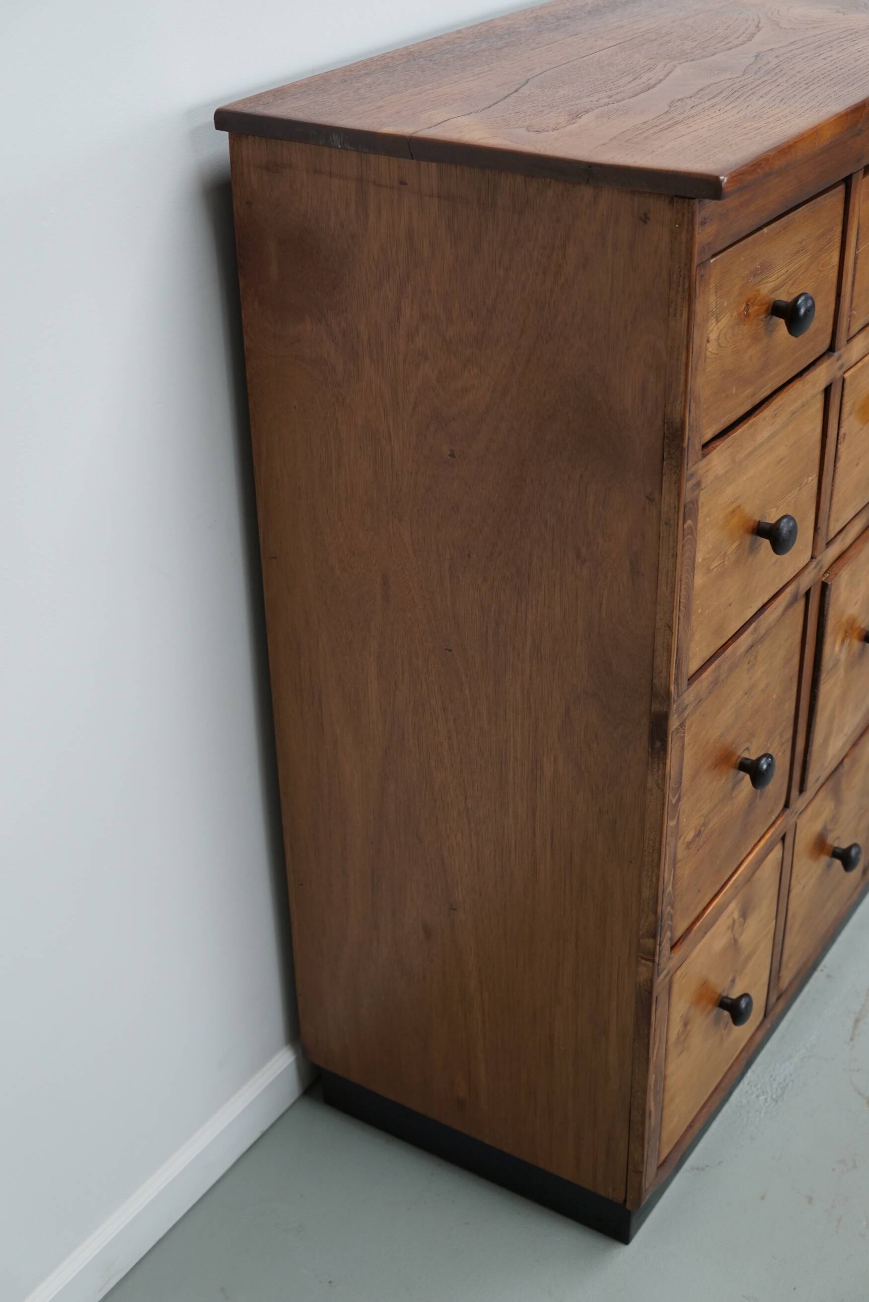 Large German Pine Industrial Apothecary / Shop Cabinet, 1950s