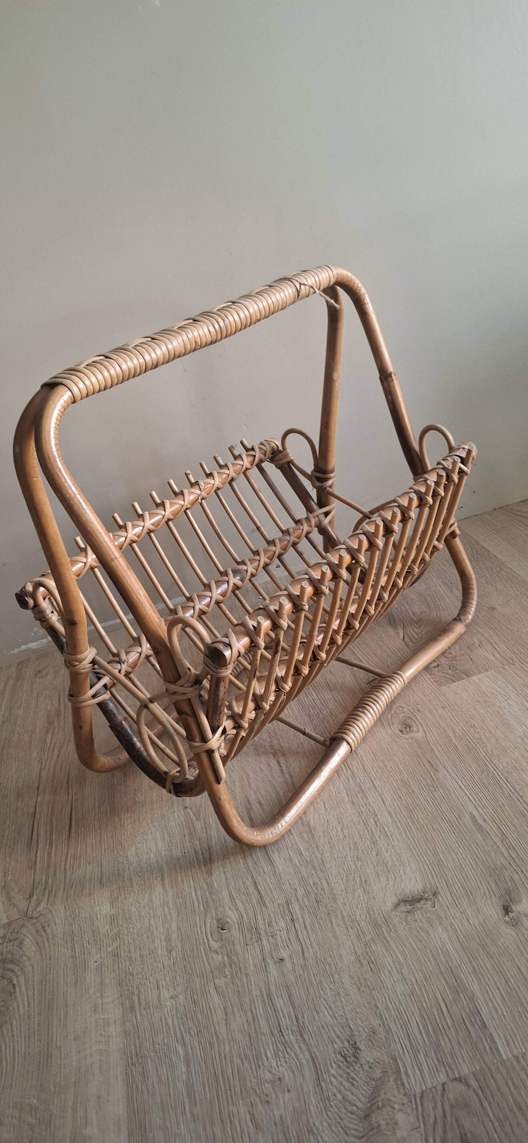 Rattan magazine rack