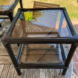Paire de table basse en rotin