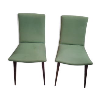 Paire de chaises vertes vintage