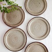 Set of 5 dessert plates by Jean Tessier, Le Cep, in pyrite stoneware.