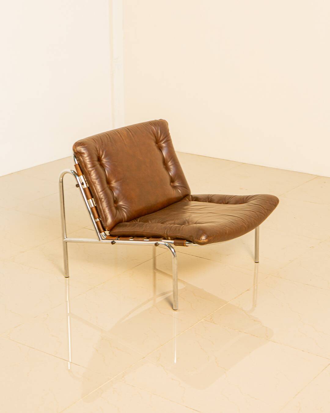 "SZ07" brown leather armchair by Martin Visser for Spectrum 60's
