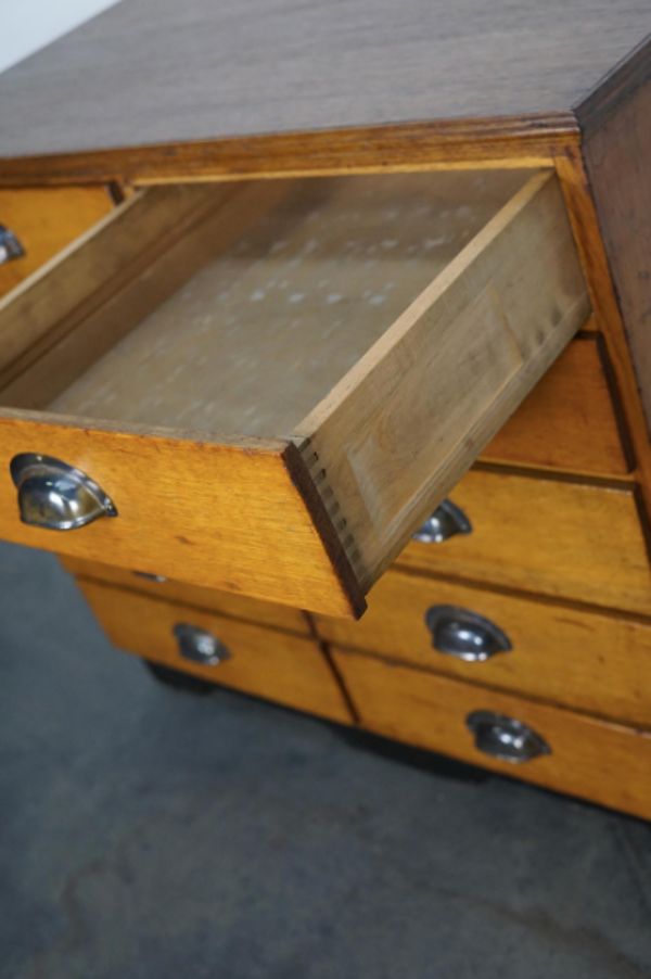 Apothecary cabinet or bank of drawers in oak and German pine mid-twentieth century