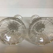 Pair of moulded glass candlesticks