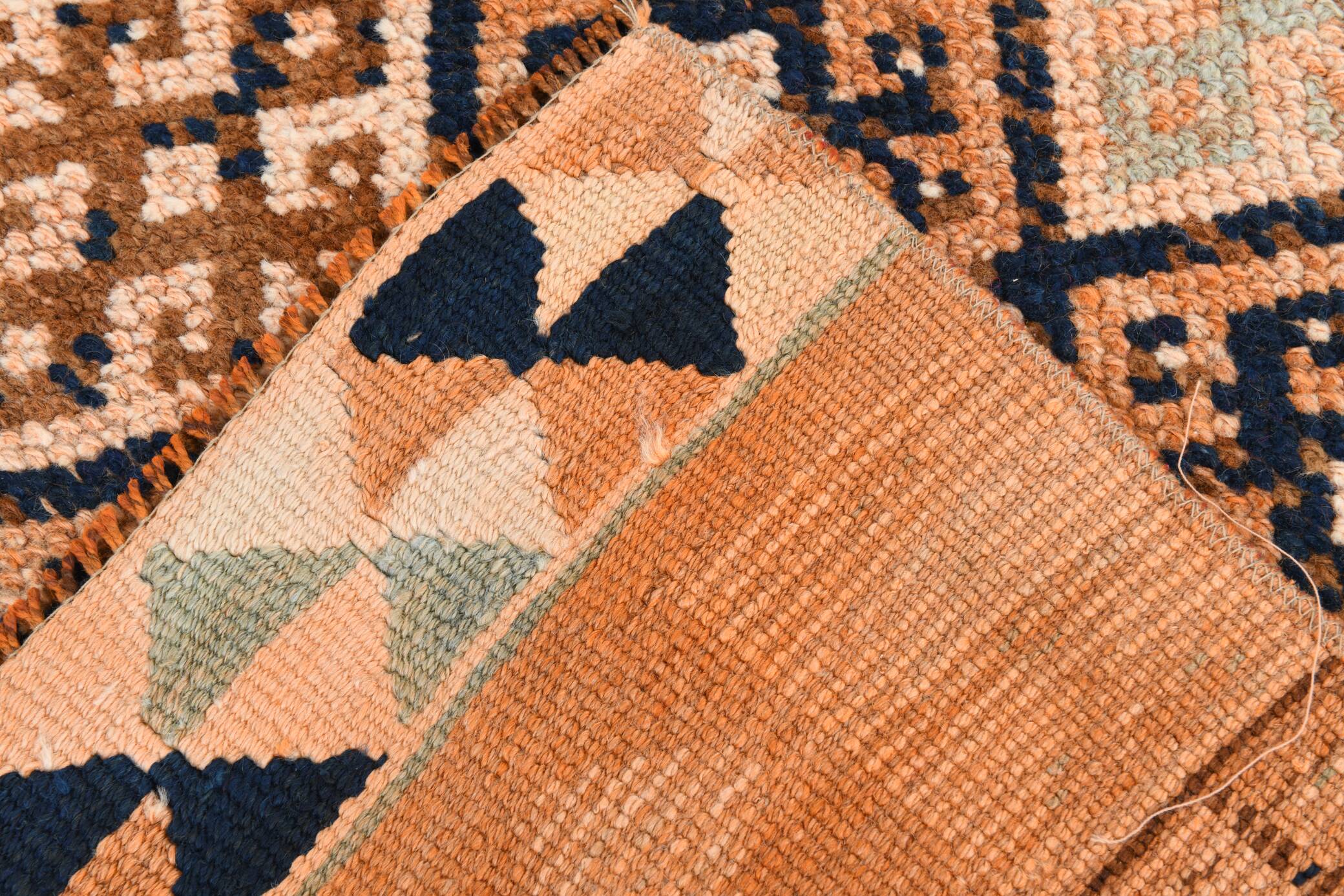 Navy Blue Super Soft Modern Vintage Runner Rug, 83x371Cm