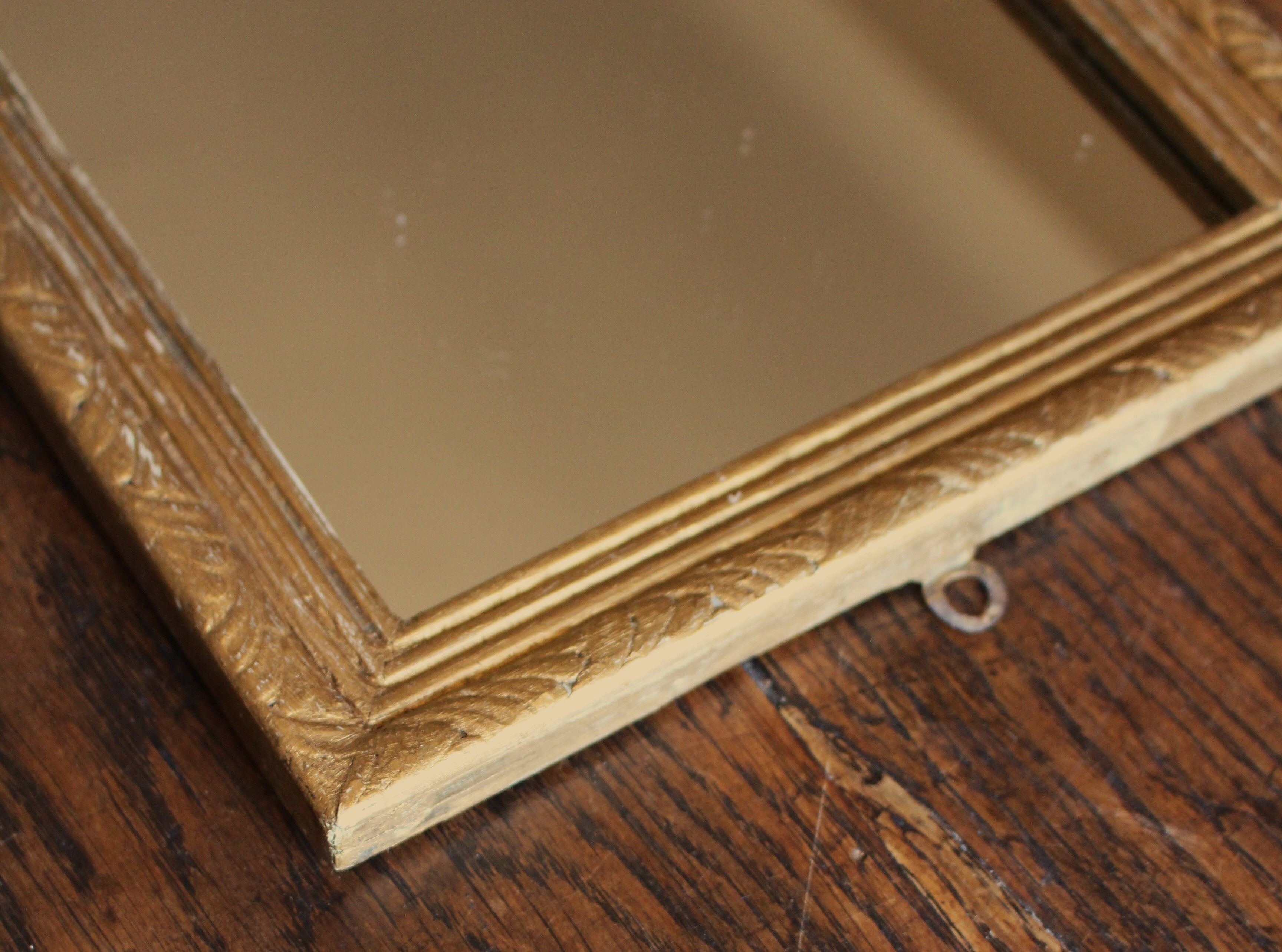 Rectangular golden wooden frame mirror