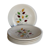 Seven vintage plates in fine earthenware from Gien service Gentilly