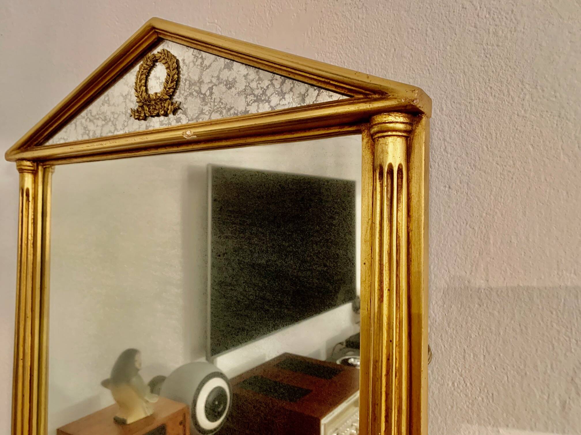 Giltwood carved neoclassical mirror, italy, 1950s.