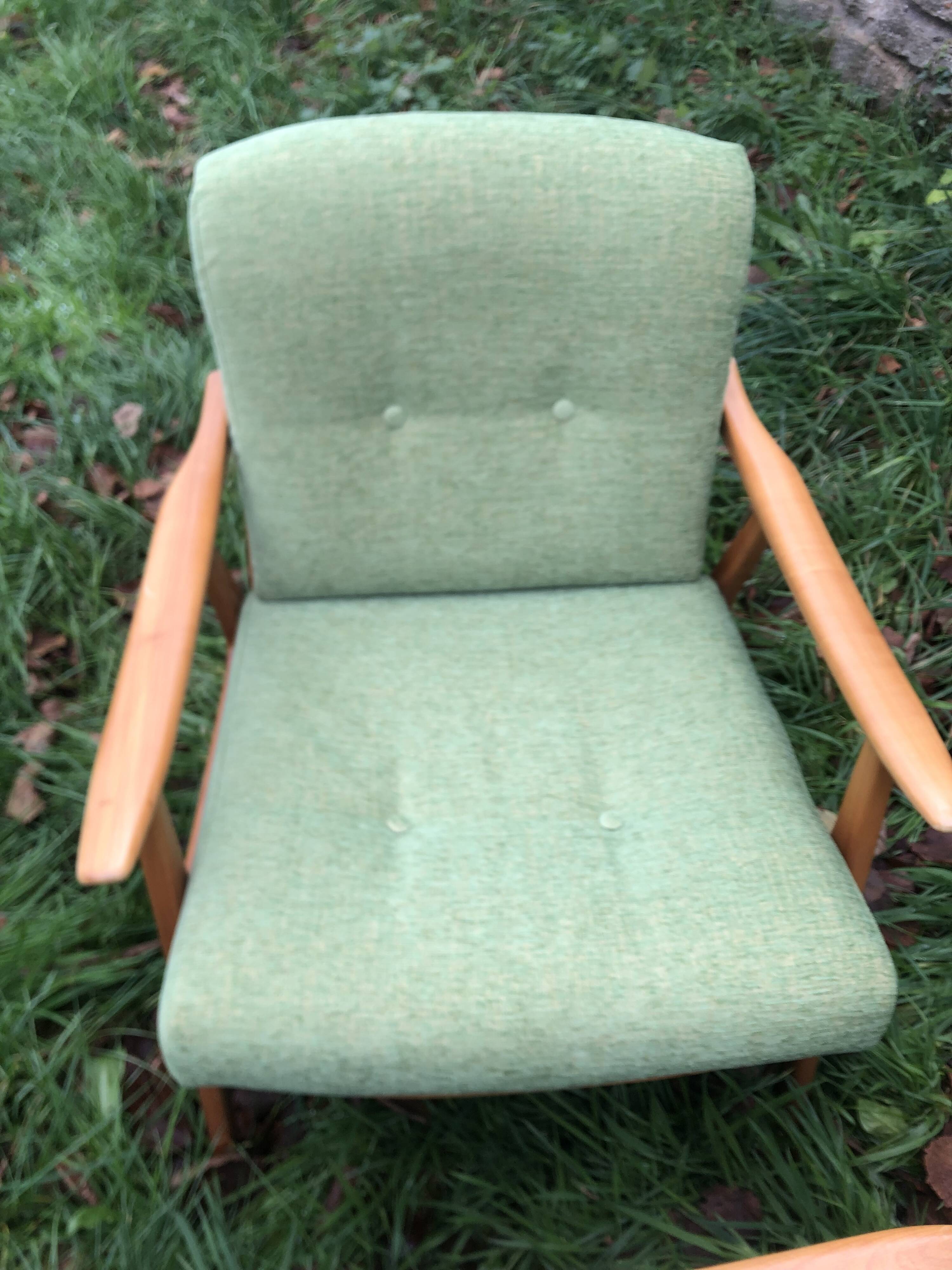 Fauteuils scandinaves bois blond vintage Années 60