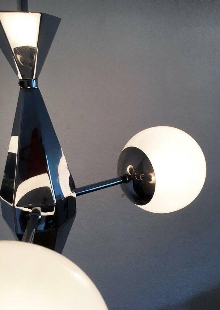 Art Deco Metal and Glass Chandelier