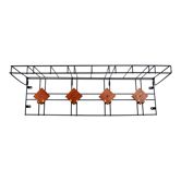 Wall coat rack in metal and teak