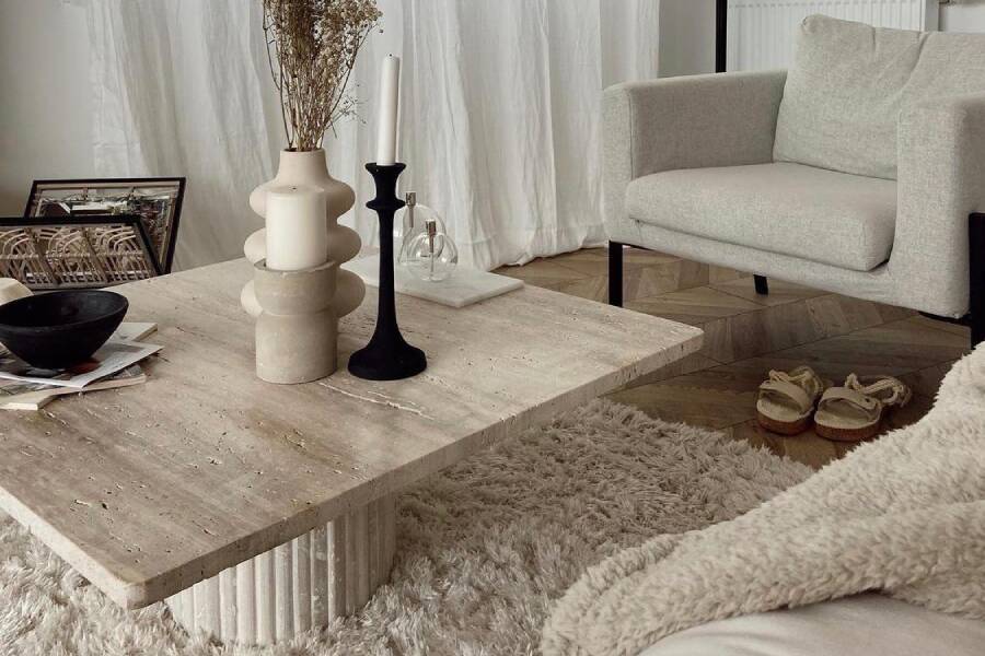 Kalia Square Coffee Table – Natural Travertine