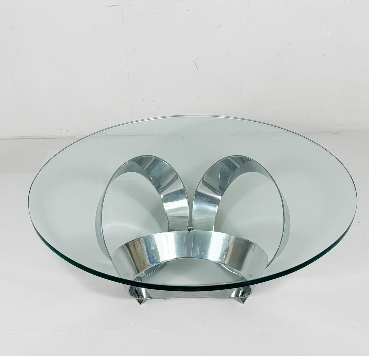 Knut Hesterberg. Space Age coffee table by Knut Hesterberg for Ronald Schmitt, diamond aluminium, 1970s, Germany.