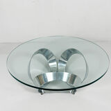 Knut Hesterberg. Space Age coffee table by Knut Hesterberg for Ronald Schmitt, diamond aluminium, 1970s, Germany.