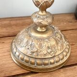 Ancien Bougeoir candelabre en laiton massif doré – 30 cm