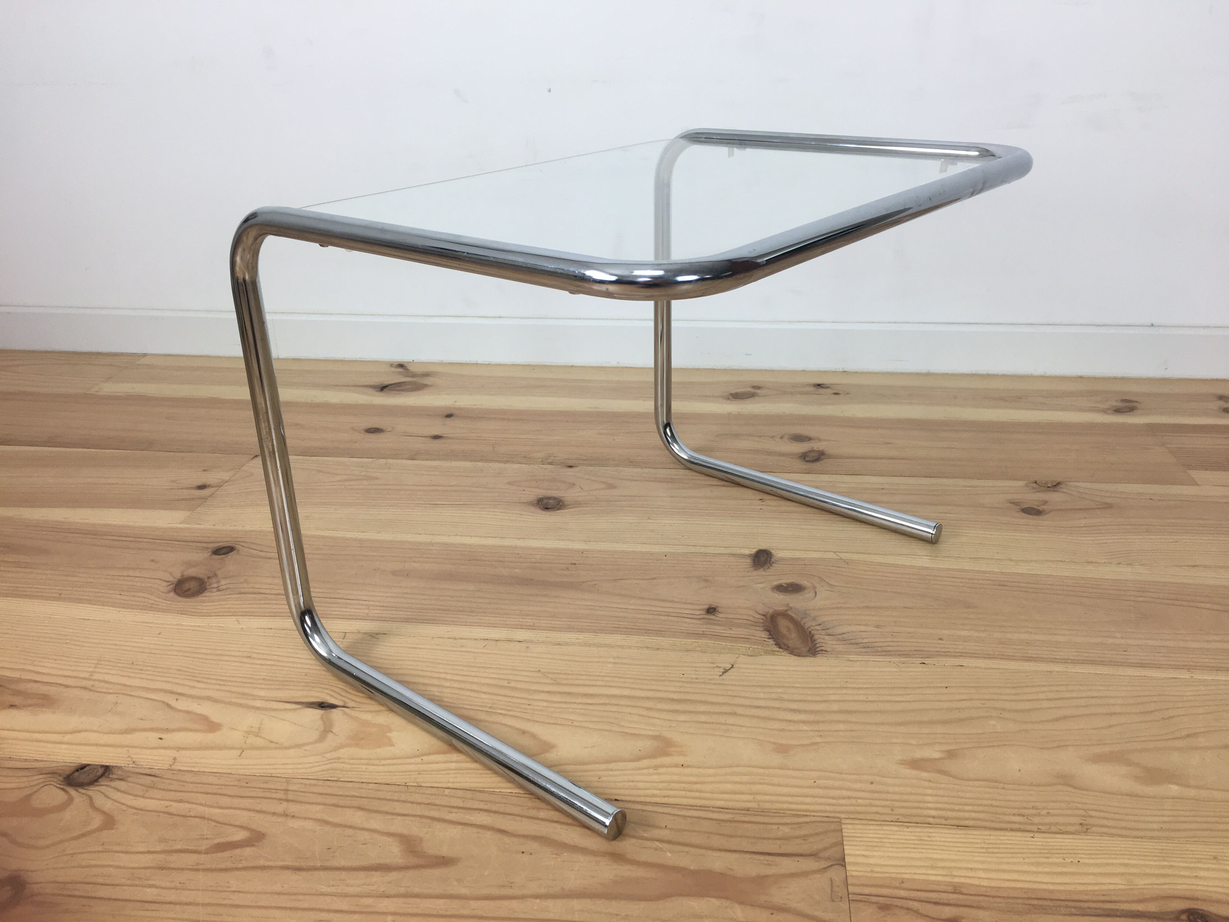 Chrome and glass side table