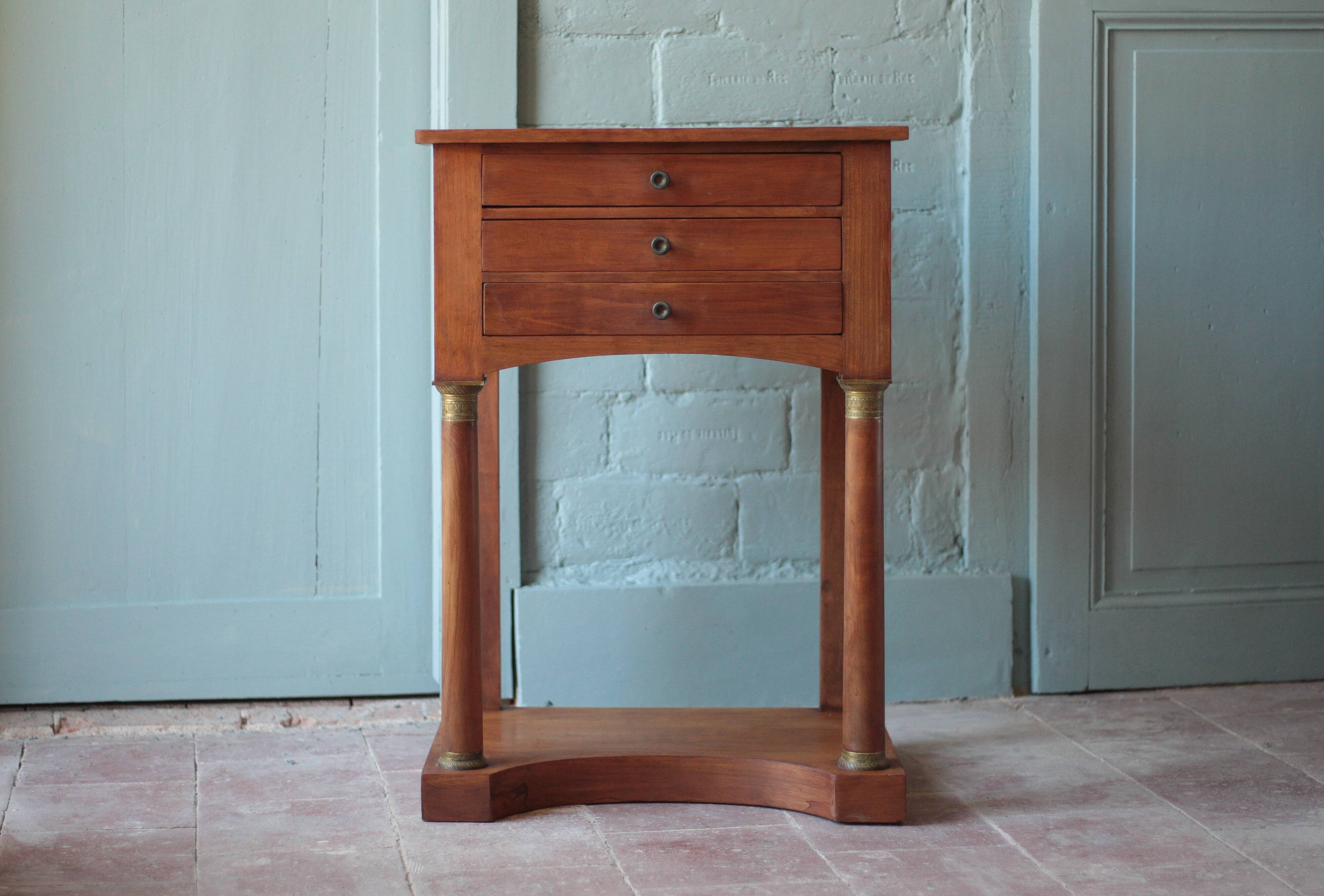 Bedside table or console in Empire style, drawer unit, end table.
