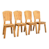 Set of 4 vintage solid pine chairs