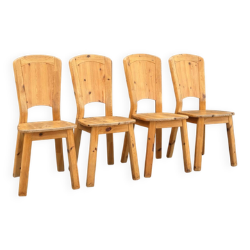 Ensemble de 4 chaises vintage en pin massif