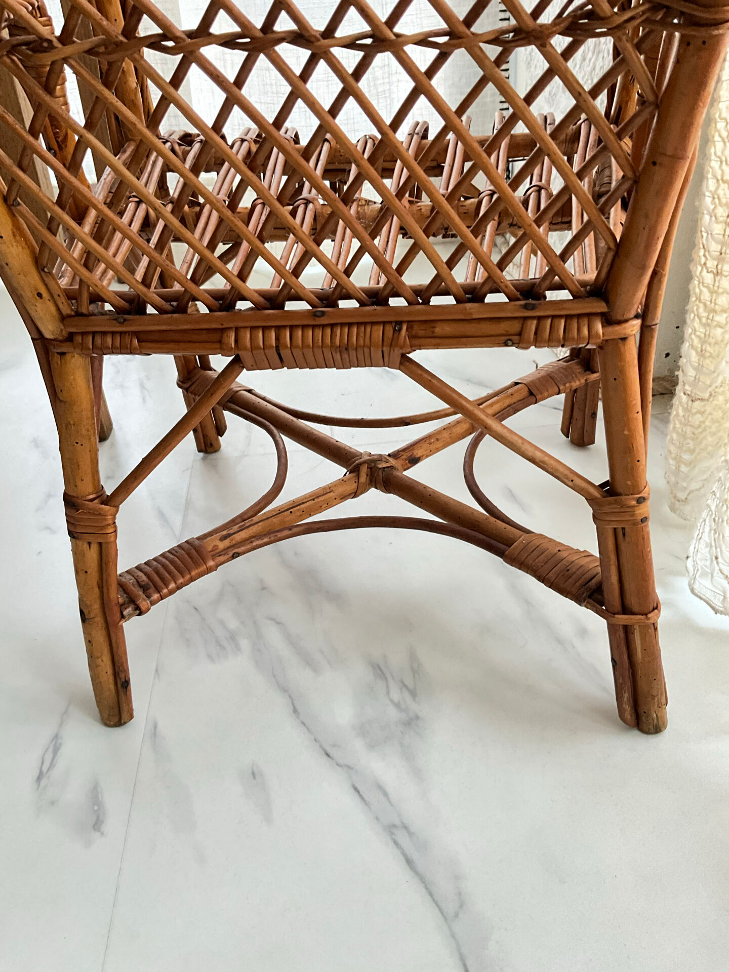 Fauteuil enfant rotin dossier haut