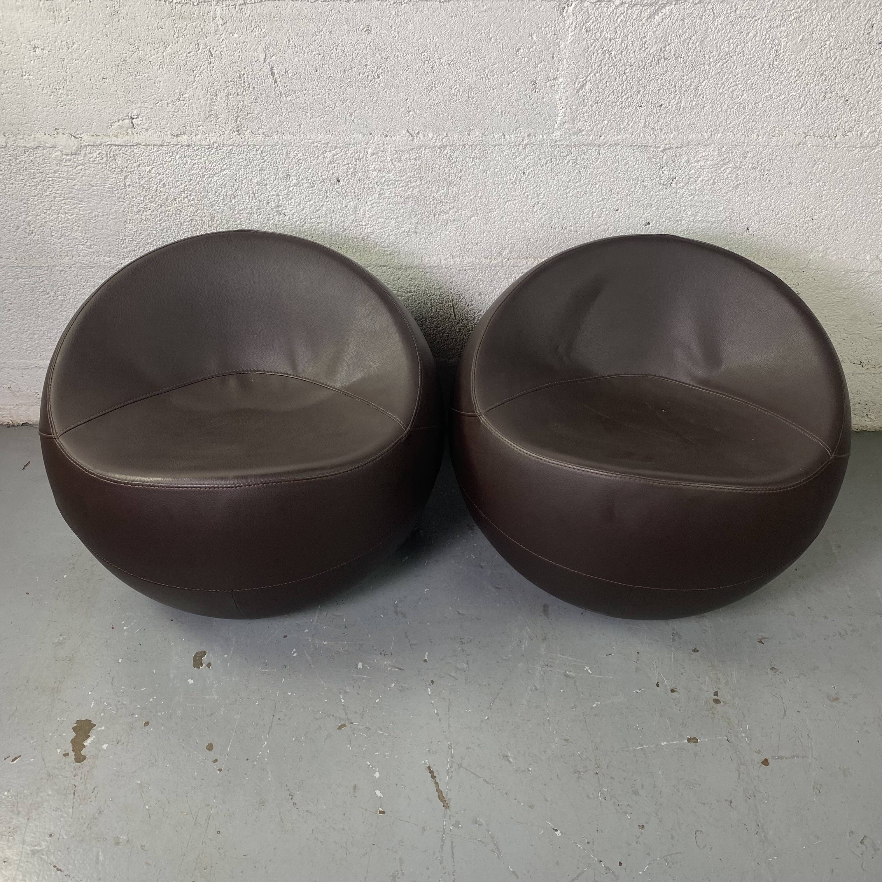 Brown Leather Ball Chair by Finn Stone