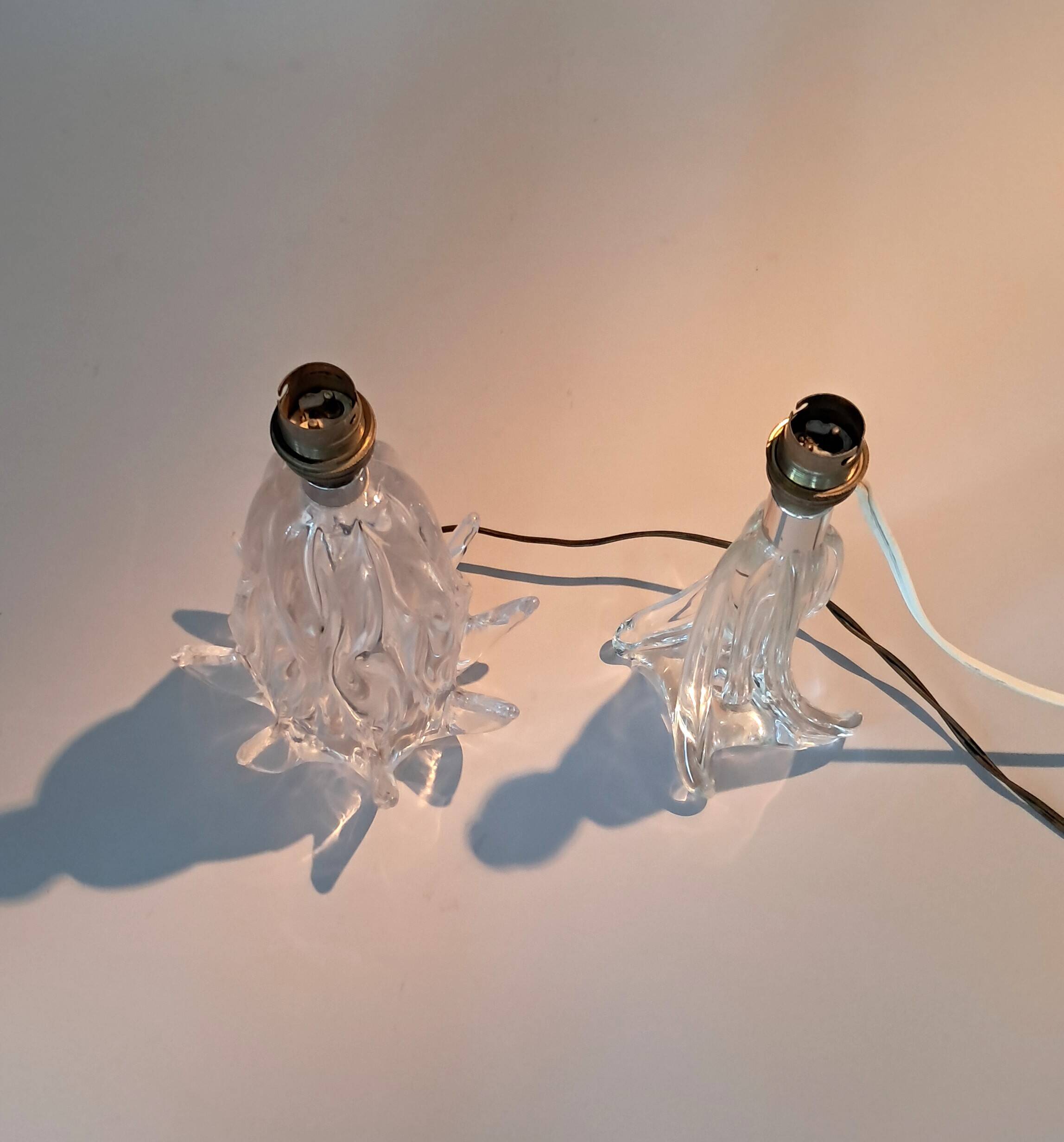 Pair of crystal lamps, France 1940/1950.