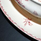 Sarreguemines earthenware gravy boat, Red Favorite with birds