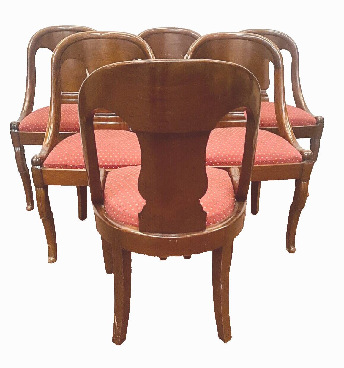 Suite de six chaises gondoles en acajou et placage XX siècle