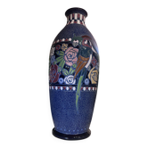 Art Deco Vase in Enamel with Birds by Amphora Czecho-Slovakia, 1920