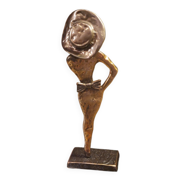 Lohé Bronze Femme Chapeau Yves Lohé Signé