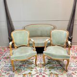 Louis XV Style Natural Wood Living Room, 19th Century