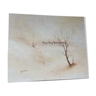 W Eaton landscape painting on canvas