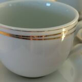 Set of 4 white and gold porcelain cups