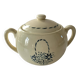 HBCM sugar bowl model Paradis in ironstone with blue basket decoration.